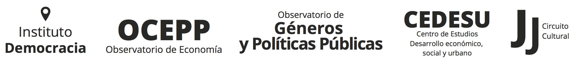Instituto Democracia, OCEPP, Observatorio de Géneros y Políticas Públicas, CEDESU, JJ Circuito Cultural